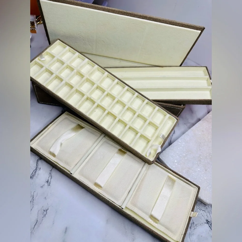 EUC Pandora Brown and Tan Faux Suede 3 Tier Jewlery Box - Picture 13 of 14